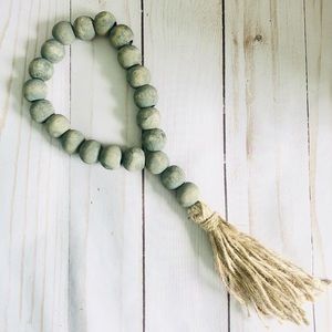 Gray Farmhouse Wood Bead Garland